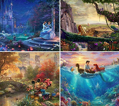 Ceaco Thomas Kinkade The Disney Collection 4 in 1 Multipack Cinderella, The Lion King, Mickey and Minnie Mouse, The Little Mermaid Jigsaw Puzzles, (4) 500 Pieces Ceaco Thomas Kinkade The Disney Collection 4 in 1 Multipack Cinderella, The Lion King, Mickey and Minnie Mouse, The Little Mermaid Jigsaw Puzzles, (4) 500 Pieces