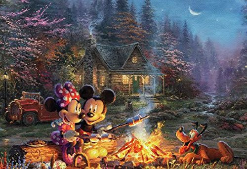 Ceaco Thomas Kinkade The Disney Collection Mickey and Minnie Sweetheart Campfire Jigsaw Puzzle, 750 Pieces