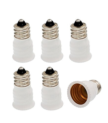6pcs E12 to E14 Adapter,E12 to E14 Lamp Socket Adapter, Lamp Holder LED Bulb Base Adapter, E12 US Chandelier Base to E14 EU Candelabra Base Converter(6pcs E12 to E14 Adapter)