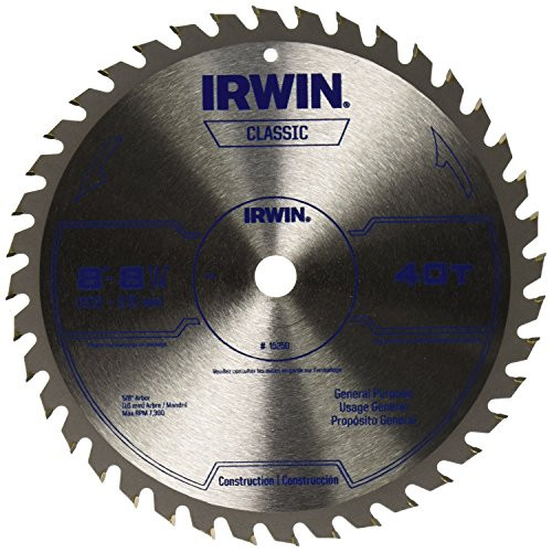 IRWIN Tools Classic Series Carbide Table / Miter Circular Saw Blade, 8 1/4-inch, 40T (15250)