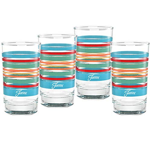 Officially Licensed Fiesta Stripes 7-Ounce Juice Glass (Set of 4) (Rainbow Radiance Collection)