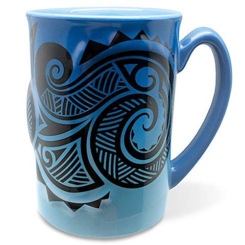 14 oz. Boxed Hawaiian Embossed Coffee Mug, Tribal Blue