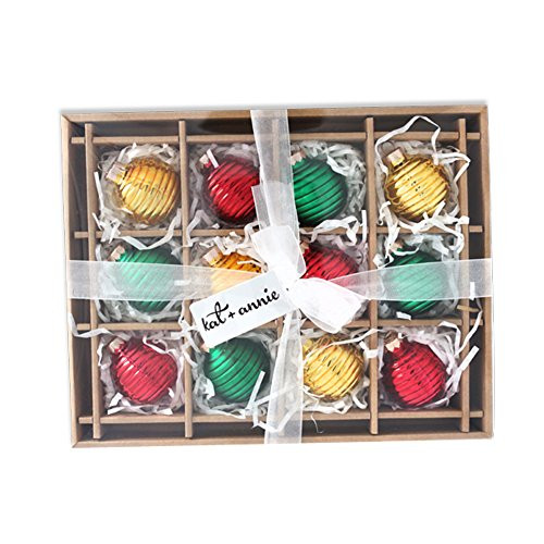 kat + annie 12 Count Classic Rounds Ornament, Red/Green/Gold