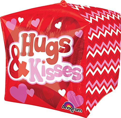 Anagram International Love Hugs Kisses Cubez Balloon Pack, 15", Multicolor