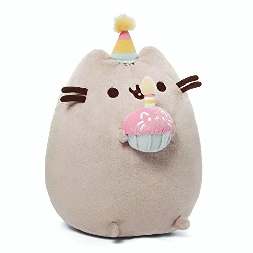 GUND Pusheen Snackables Birthday Cupcake Plush Stuffed Animal, Gray, 10.5"