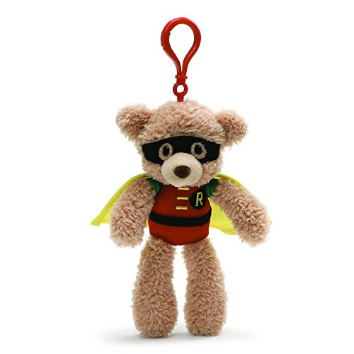 Gund DC Comics Fuzzy Robin Plush Backpack Clip, 6.5 , Tan