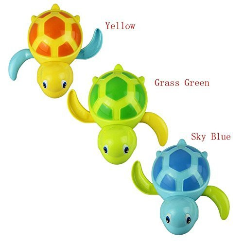 Set of 3 Baby Bathtub Wind up Turtle Toys Fun Multi Colors Swimming Bath tub, Beach, Pool Playset for Boys and Girls