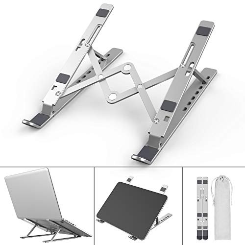 Adjustable Laptop Stand, Portable Aluminum Computer Stand Laptop Holder for Desk, Foldable Ventilated Cooling Notebook Stand for MacBook Pro/Air, HP, Lenovo, Sony, Dell, More 10-15.6 Laptops, Tablet