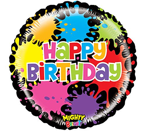 Burton & Burton Happy Birthday Paint Splatters Foil/Mylar Balloon