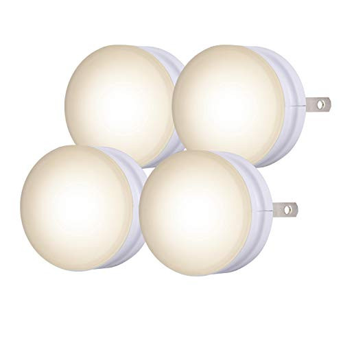 Lights by Night, White Mini LED Night Light, 4 Pack, Plug-in, Dusk to Dawn, Compact, UL-Listed, Ideal for Office, Bathroom, Bedroom, Nursery, Hallway, Kitchen, 45084, 4