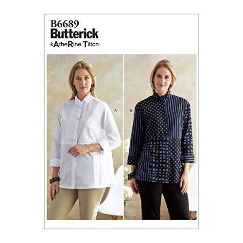 Butterick B6689A5 Women's Button-Up Shirt Sewing Patterns, Sizes 6-14, White