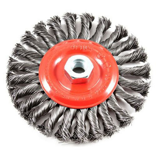 Forney 72758 Wire Wheel Brush, Twist Knot with 5/8-Inch-11 Threaded Arbor, 6-Inch-by-.020-Inch Forney 72758 Wire Wheel Brush, Twist Knot with 5/8-Inch-11 Threaded Arbor, 6-Inch-by-.020-Inch