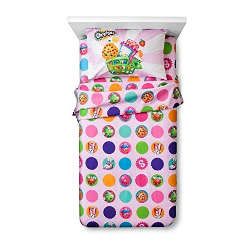 Shopkins Dots "Once You Shop, You Can't Stop" 3 Piece Pink Twin Sheet Set