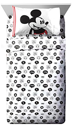 Jay Franco Disney Mickey Mouse Jersey White 3 Piece Twin Sheet Set