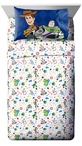 Jay Franco Disney Toy Story Buzz & Woody Full Sheet Set - 4 Piece Set Super Soft and Cozy Kids Bedding - Fade Resistant Microfiber Sheets (Official Disney Product)
