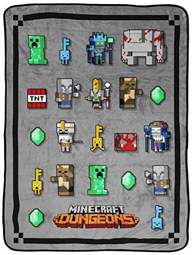 Jay Franco Minecraft Dungeon Mobs Throw - Measures 46 x 60 inches, Kids Bedding - Fade Resistant Super Soft Fleece (Official Minecraft Product)