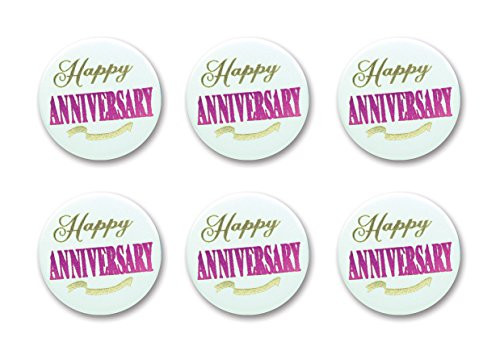 Beistle BN011 Happy Anniversary Satin Buttons, 2-Inch, 6-Pack