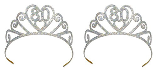 Beistle Glittered Metal 80" Tiaras 2 Piece, One Size, Silver