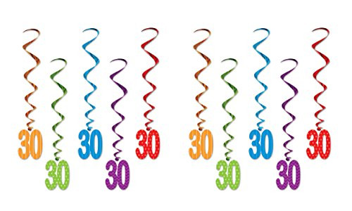 Beistle 52138-30 10 Pieces"30" Whirls, 3', Multicolor