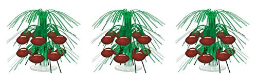 Beistle Football Mini Cascade Centerpieces 3 Piece Sports Decorations Game Day Party Supplies Tableware, 7.5", Green/White/Brown