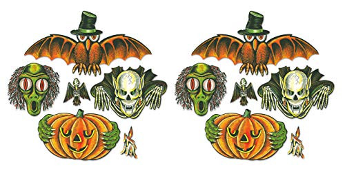 Beistle 00428 Vintage Halloween Totem Pole Cutouts 12 Piece, 6"-28", Multicolored