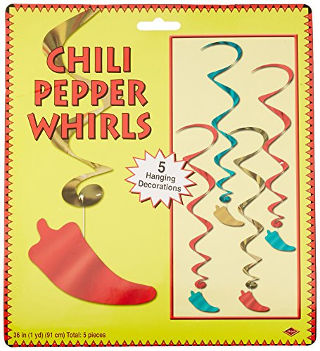 Beistle 57519 5-Pack Chili Pepper Whirls, 3-Feet