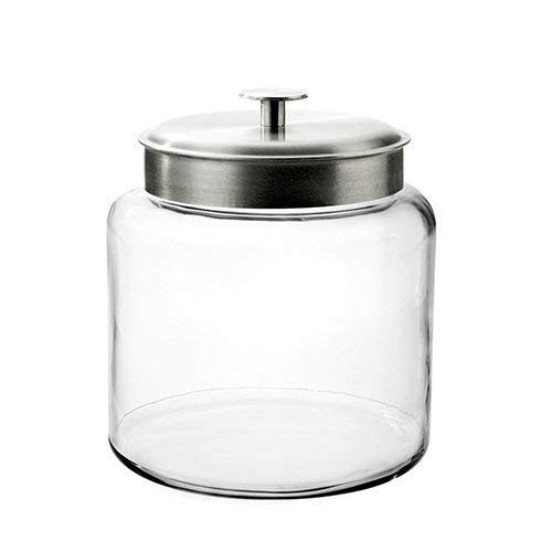 Anchor Hocking Montana Glass Jar with Fresh Sealed Lid, Brushed Metal, 1.5 Gallon (Renewed)