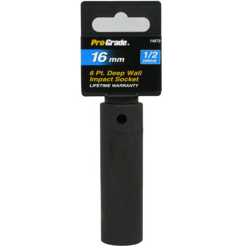 Pro-Grade 14673 1/2-Inch Drive with 6 Point Deep 16mm Impact Socket