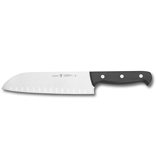 HENCKELS Fine Pro Hollow Edge Santoku Knife, 7-inch, Black/Stainless Steel