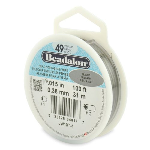 Beadalon 49-Strand 0.015" (0.38 mm) 100 ft (30.5 m) Bright Bead Stringing Wire