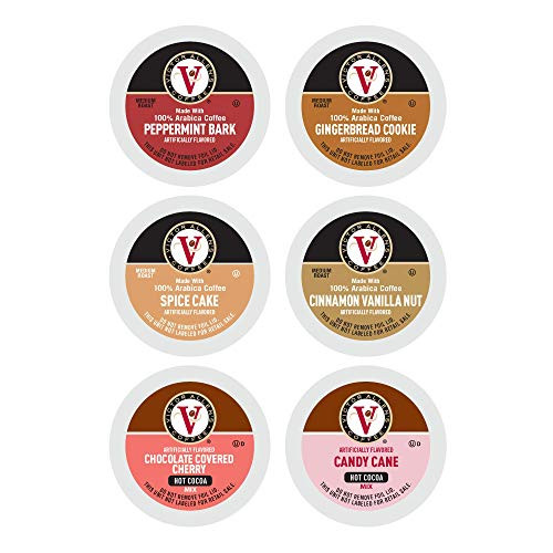 Victor Allen's Coffee and Cocoa Flavored Holiday Variety Pack (Peppermint Bark, Gingerbread Cookie, Candy Cane and Hot Cocoa), 96 Count Single Serve Coffee Pods for Keurig K-Cup Brewers