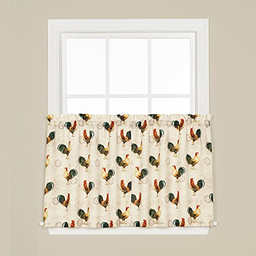 SKL Home by Saturday Knight Ltd. Tuscan Morning Tier Curtain Pair, Multicolored, 55 inches x 36 inches