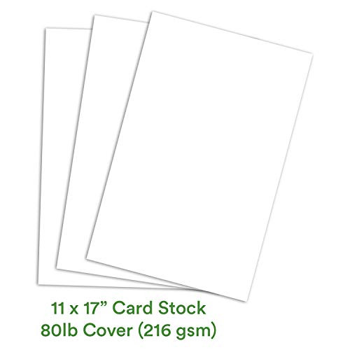 White Card Stock Paper | 11 x 17 Inch Smooth Thick Heavy Weight Cardstock | 50 Sheets Per Pack | 80lb Cover (214 gsm)