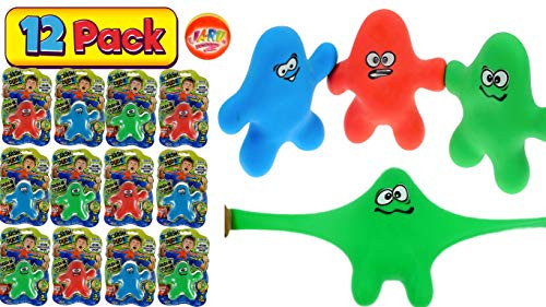 JA-RU Stretchy Toy Monster Dude Squish and Pull Toys (12 Pack Bulk) Stress Toys for Kids and Adults, Party Favor - Stretch Toys for Boys and Girls Item #3410-12p