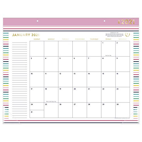 2021 Desk Calendar Simplified by Emily Ley for AT-A-GLANCE, Monthly Desk Pad, 21-3/4" x 17", Standard, Thin Happy Stripe (EL50-704)