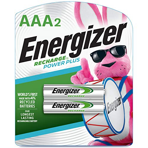 Energizer Rechargeable AAA Batteries, NiMH, 800 mAh, Pre-Charged, 2 Count (Recharge Power Plus)