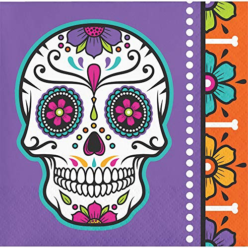 Creative Converting Day of the Dead Beverage Napkins, 5", Multi-color