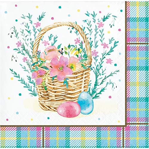Creative Converting Easter Plaid Beverage Napkins, 5", Multi-color