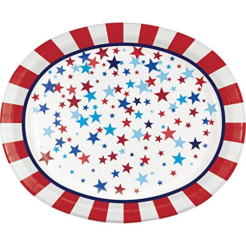 Creative Converting Patriotic Pride Fourth of July Oval Plates, 10" x 12", Multi-color