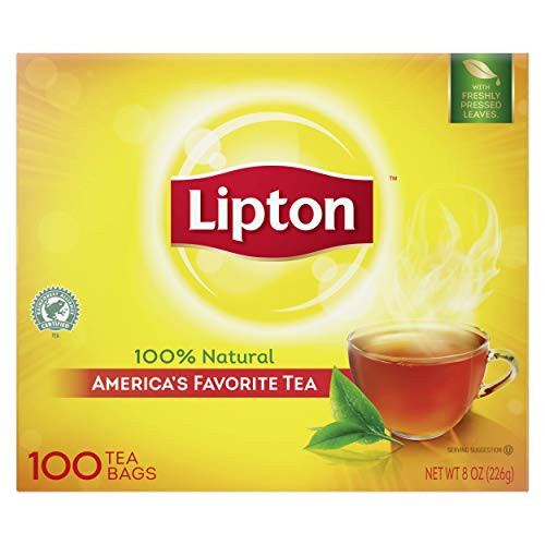 Lipton Black Enveloped Hot Tea Bags Made with Tea Leaves Sourced from Rainforest Alliance Certified Farms, 100 count, Pack of 10