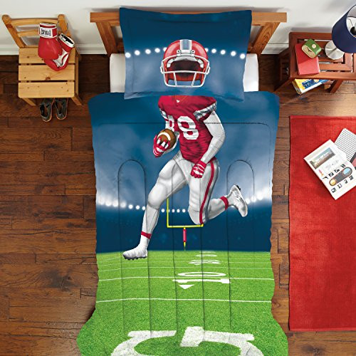 Dream Big Football Player Twin/Full Comforter Set, Navy