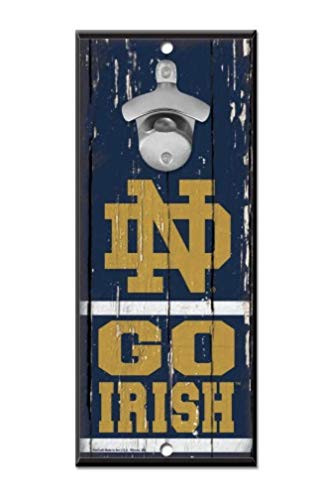 WinCraft NCAA University Notre Dame Fighting Irish Wood Bottle Opener Sign, 5" x 11", Multicolor 