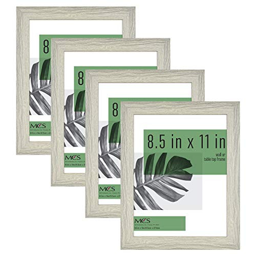 MCS Industries 63842 8.5x11 IInch 4-Pack, Gray Woodgrain Studio Gallery Frame, 4 Count