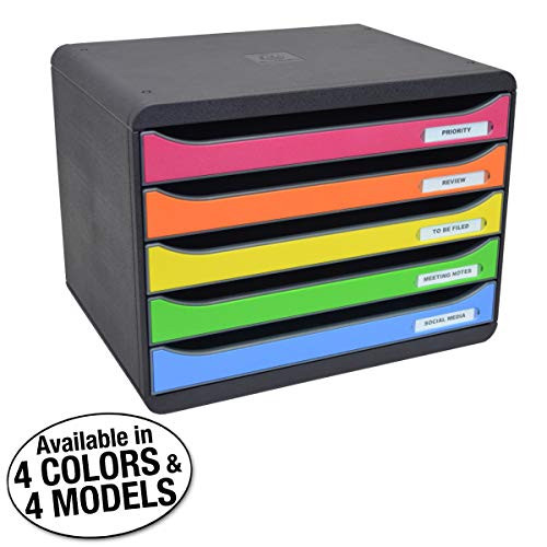 Ultimate Office MultiDrawer Desktop File Organizer Sorter Storage Box, 5 Drawer Black w/Assorted Color Fronts