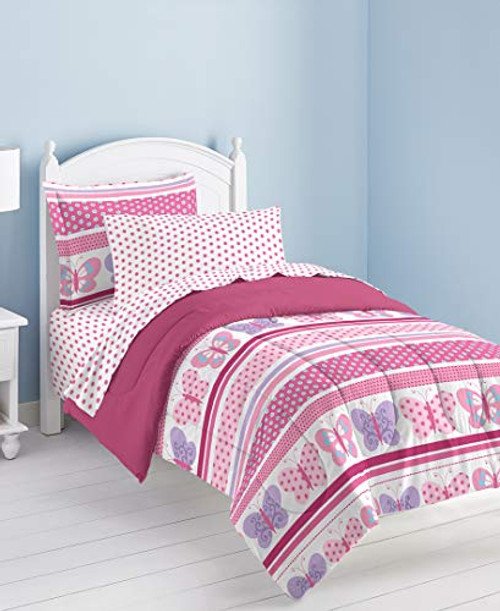Dream Factory Butterfly Dots Ultra Soft Microfiber Girls Comforter Set, Pink, Full Dream Factory Butterfly Dots Ultra Soft Microfiber Girls Comforter Set, Pink, Full