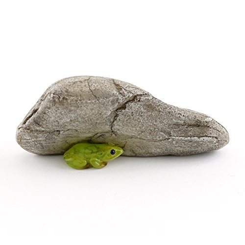 Top Collection Miniature Fairy Garden and Terrarium Mini Frog Under Rock Statue