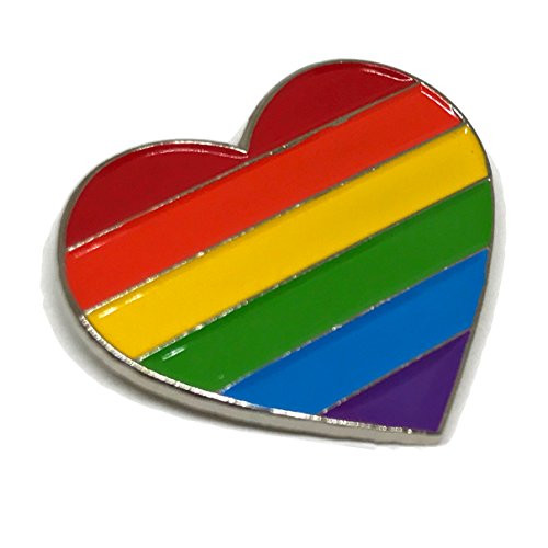 Gay & Lesbian Pride Rainbow LGBT LGBTQ Flag Lapel Pins (Heart Silver)