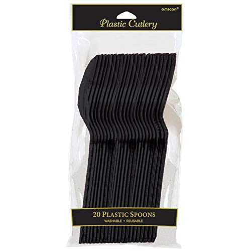 Amscan Plastic Spoons, 9 x 4.3, Jet Black