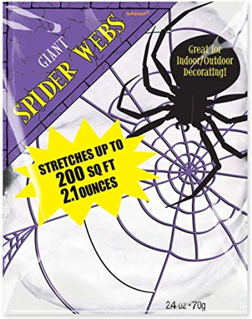 Amscan | Halloween Trick or Treat Party Decoration | Giant Polyester Spider Webs | 2.1 oz | White Amscan | Halloween Trick or Treat Party Decoration | Giant Polyester Spider Webs | 2.1 oz | White