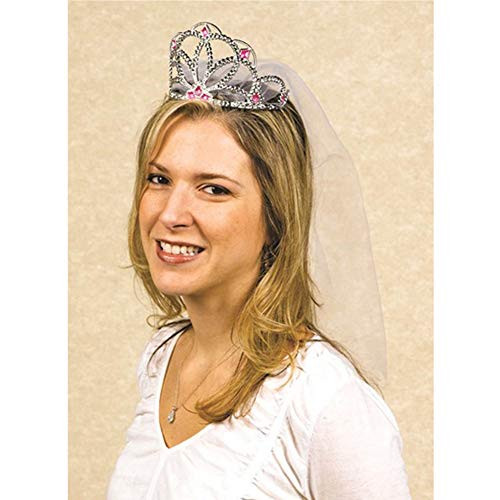 Amscan Bachelorette w/Veil Tiara, 5 1/2"H x 5 1/2"W x 3 1/2"D, Multicolor